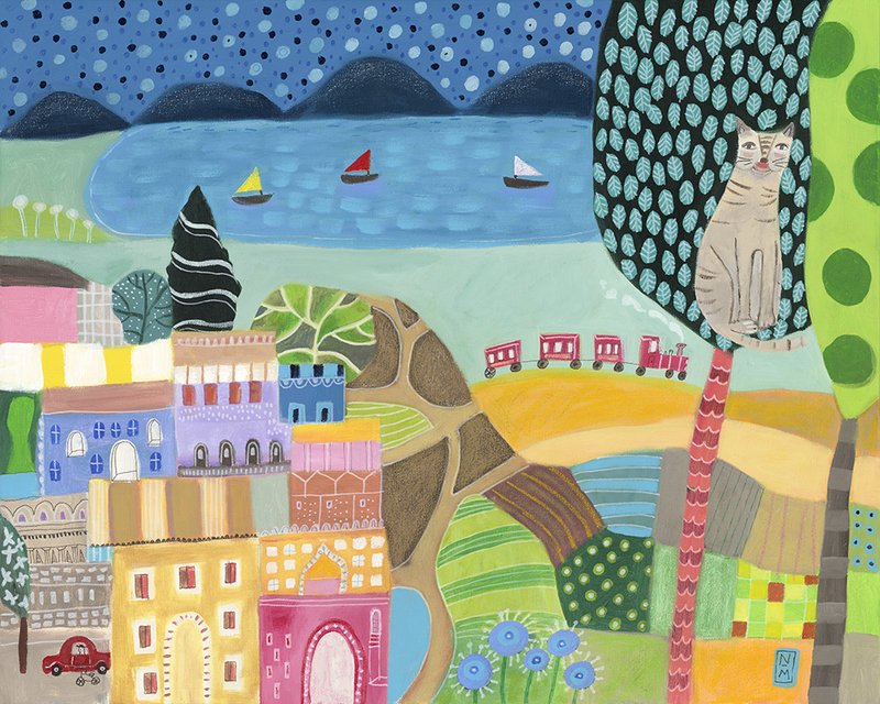 Village With Cat In Tree