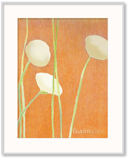 인디아&푸리 - Cream Flowers on Orange