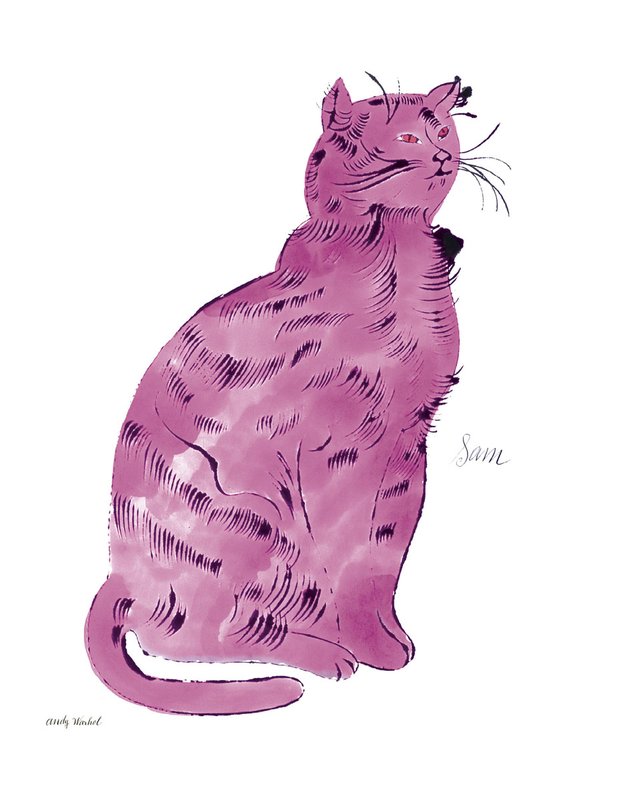 앤디 워홀 - Cat From 25 Cats Named Sam and One Blue Pussy, C.1954 (Pink Sam)