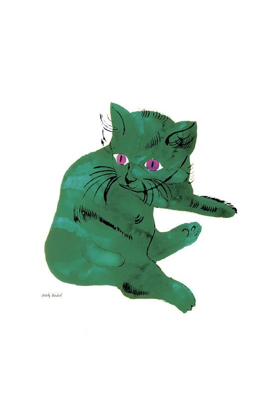 앤디 워홀 - Cat From 25 Cats Named Sam and One Blue Pussy , C. 1956 (Green Cat)