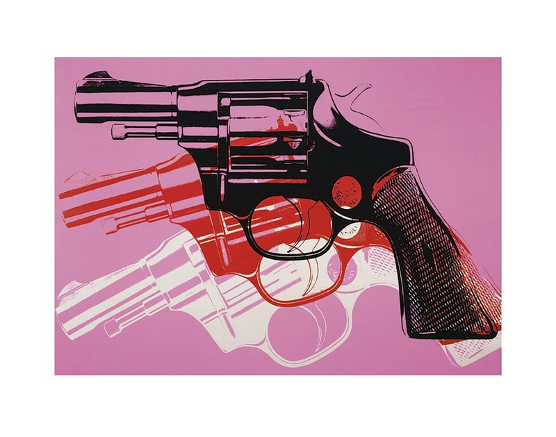 앤디 워홀 - Gun, C. 1981-82 (Black, White, Red On Pink)