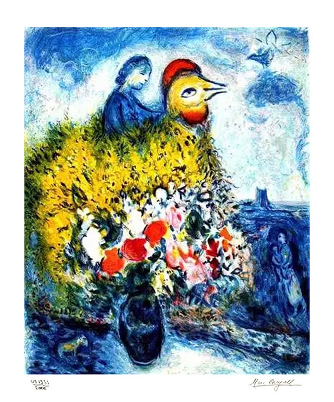 마르크 샤갈 - Le Coq Avec Le Bouquet Jaune