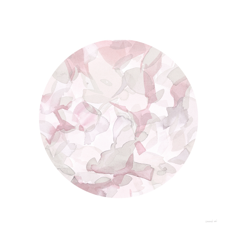 단후이 나이 - Leafy Abstract Circle II Blush Gray