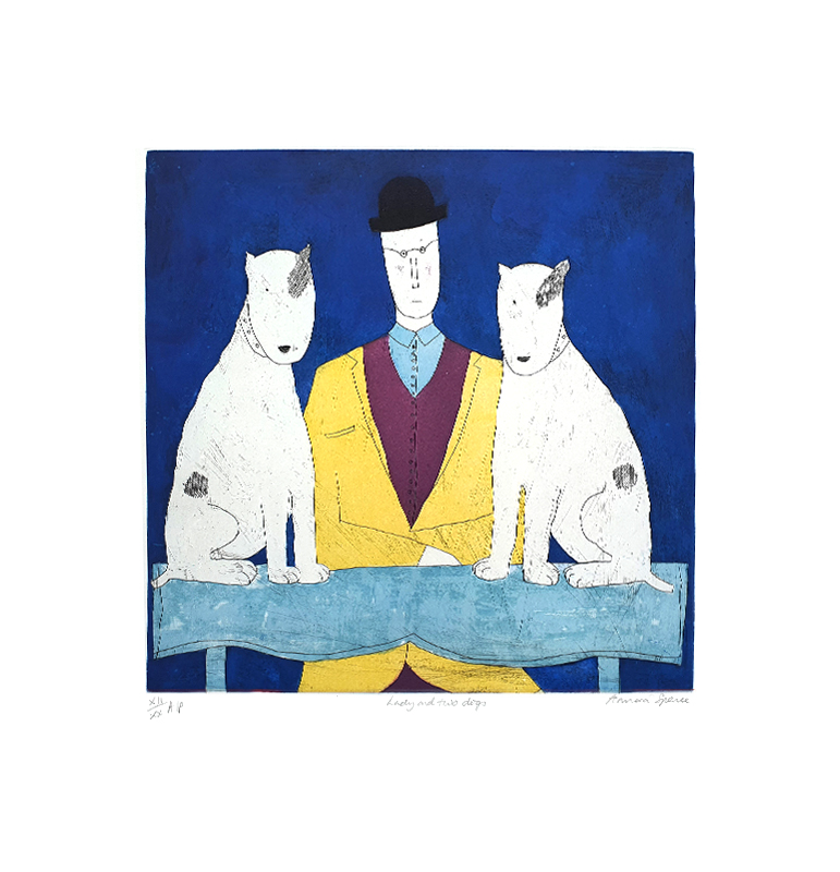 아노라 스펜스 - Lady with Two Dogs, blue