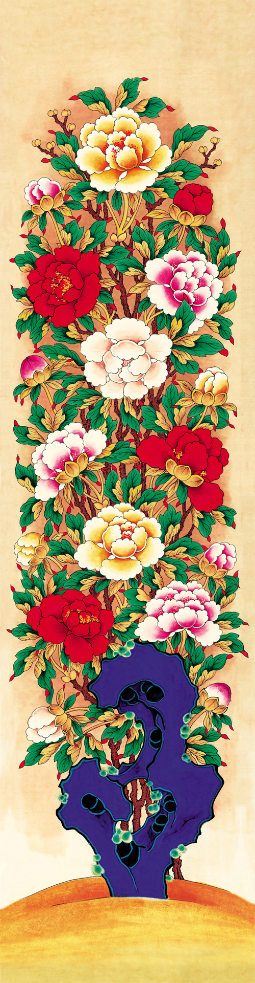 민화가인 - 괴석모란도 2폭