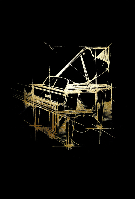 이단 하퍼 - Gold Foil Piano on Black