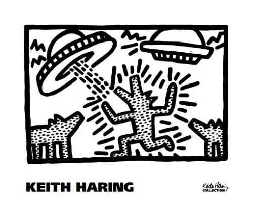 키스해링 - Untitled, 1982 (dogs with UFOs)