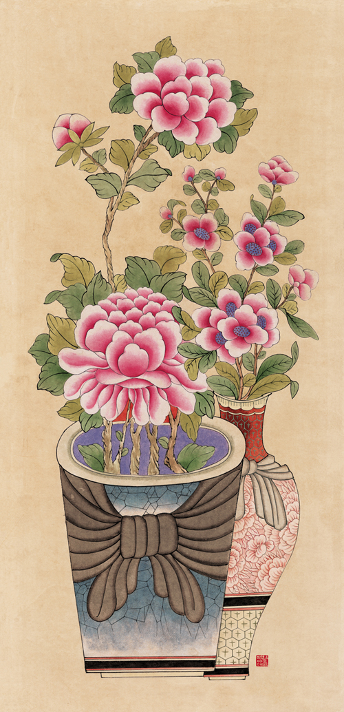 민화가인 - 문방도 (화분 II )