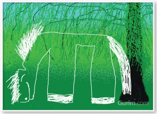 김점선 - 버드나무와 흰말