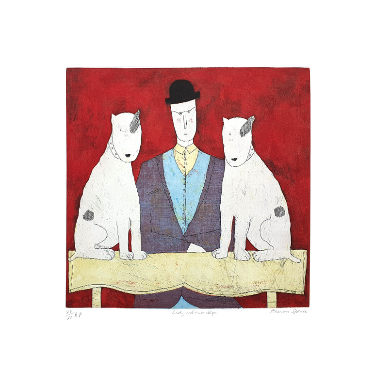 아노라 스펜스 - Lady with Two Dogs, red