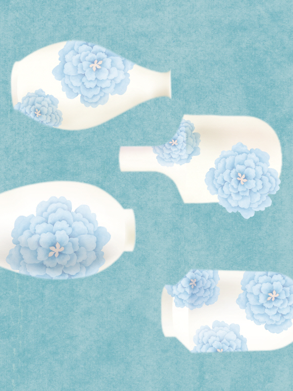 이숙자 - 꽃 도자기 블루