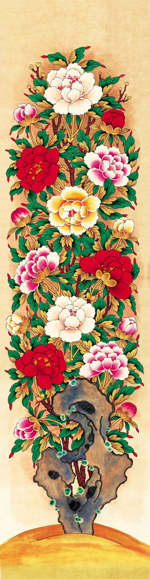 민화가인 - 괴석모란도 1폭