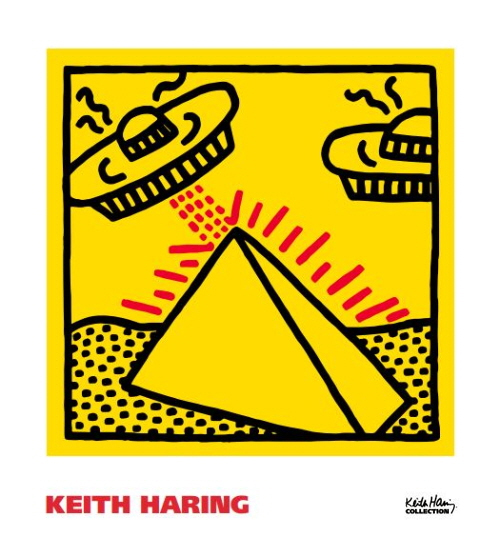 키스해링 - Untitled, 1984 (pyramid with UFOs)