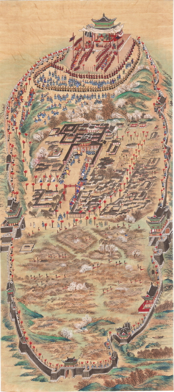 민화가인 - 화성능행도8폭 4 (서장대야조도)