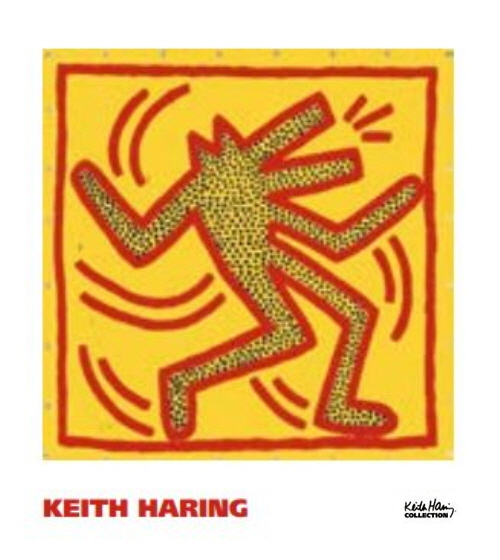 키스해링 - Untitled, 1982 (red dog on yellow)