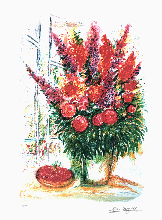 마르크 샤갈 - Bouquet with Bowl of Cherries