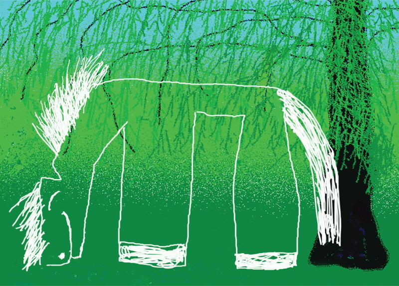 김점선 - 버드나무와 흰말