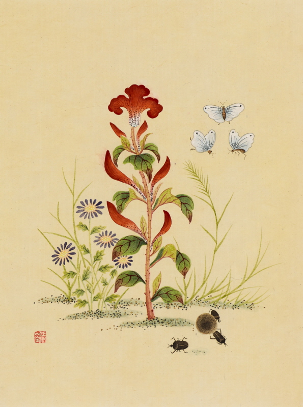 최임숙 - 신사임당 (초충도_맨드라미와 쇠똥벌레)