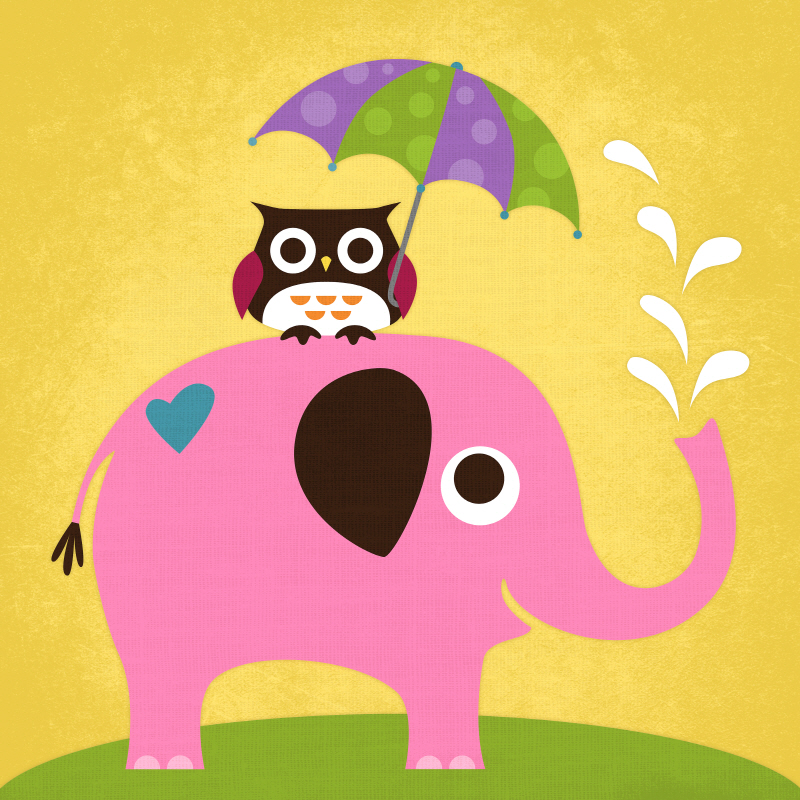 낸시 리 - Elephant and Owl with Umbrella