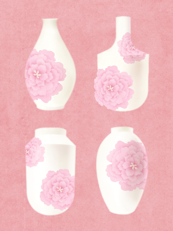 이숙자 - 꽃 도자기 핑크