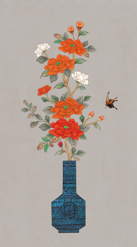 이숙자 - 꽃병 겨울 회색