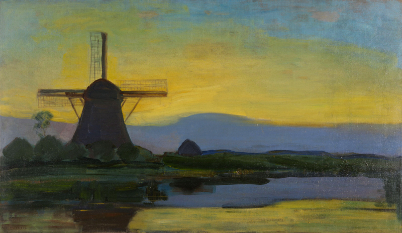 피에트 몬드리안 - Oostzijde Windmill at Night