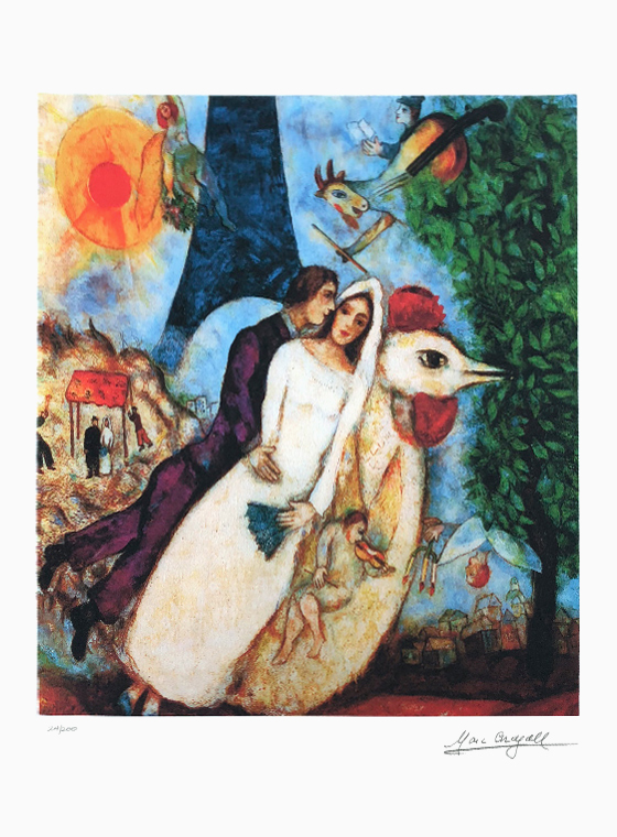 마르크 샤갈 - Bride and Groom Eiffel Tower