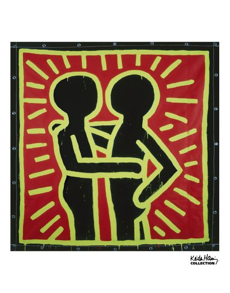 키스해링 - Untitled, 1982 (Couple In Black, Red, And Green)