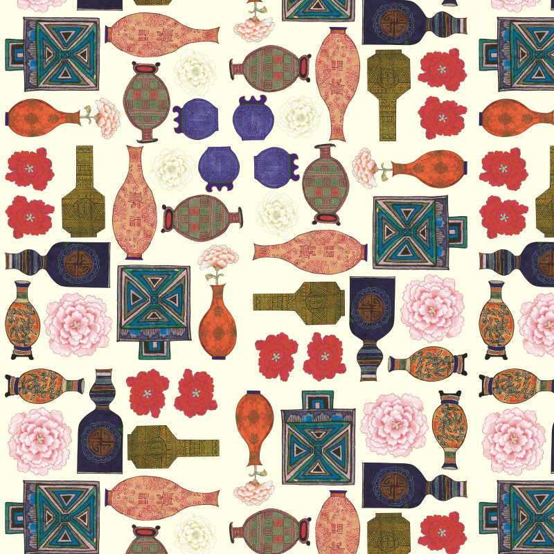 이숙자 - 꽃병 패턴 베이지