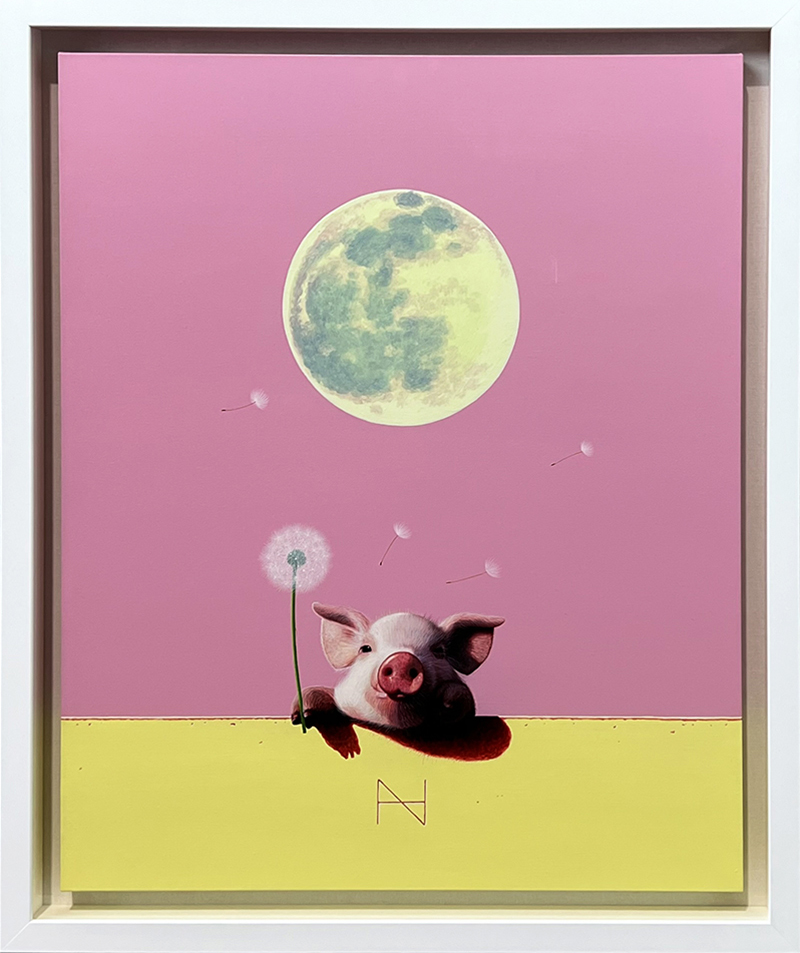 Olivia over the Lemon Yellow Wall (Full Moon)