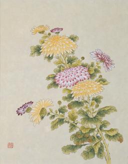 신사임당 (화조도 12폭 국화)