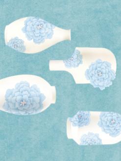 꽃 도자기 블루