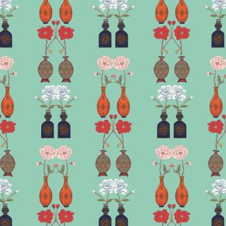 사랑꽃병 패턴 블루