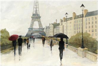 Eiffel in the Rain Marsala Umbrella
