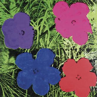 Flowers, C. 1964 (1 Purple, 1 Blue, 1 Pink, 1 Red)