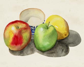 Still Life with Apples & Lemon II
