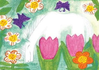 말과 분홍 튤립