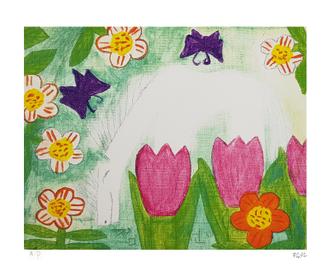 말과 분홍 튤립