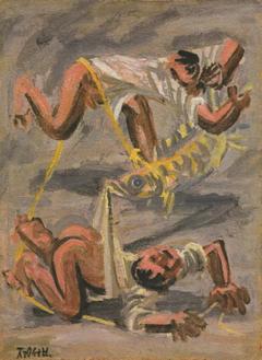 물고기와 노는 두 어린이