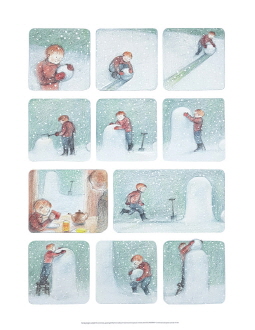 The Boy Begins To Build The Snowman