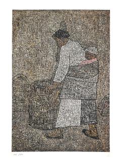 절구질하는 여인