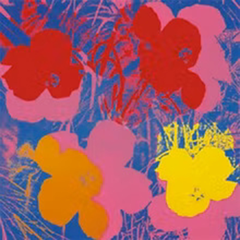 Flowers C.1964 ( Red, Yellow, Orange On Blue)
