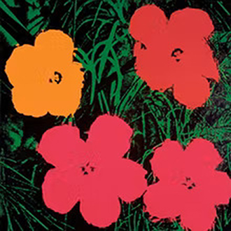 Flowers, C.1964 (1 Red, 1 Yellow, 2 Pink)