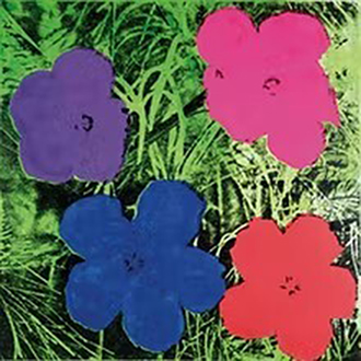 Flowers, C.1964 (1 Purple, 1 Blue, 1 Pink, 1 Red)