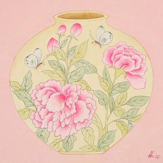 달항아리 기쁨 喜(모란)