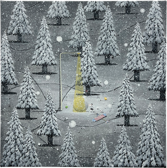 큰 눈사람을 만들려는 아이