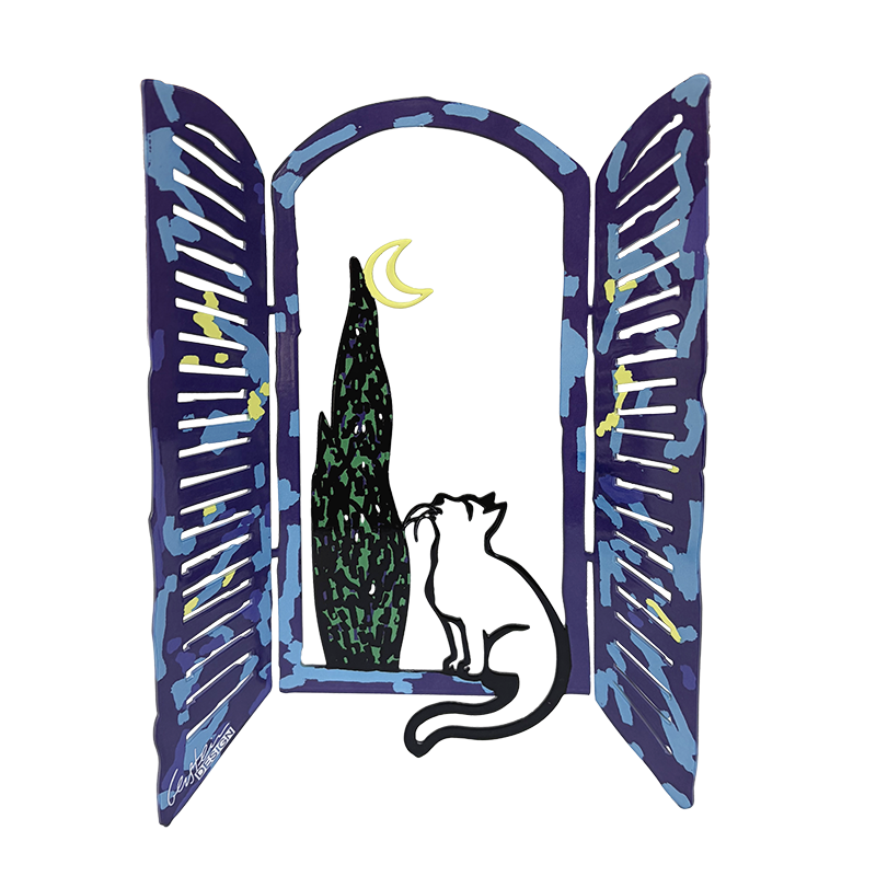 Window Cat and the Moon
