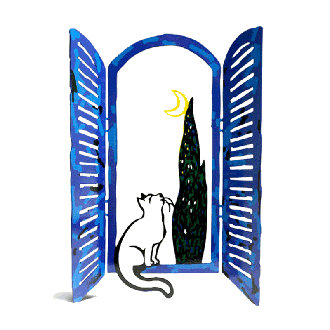 Window Cat and the Moon