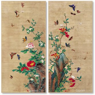 화접도 2폭 세트 (마운팅베이지)