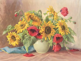 Poppies and Sunflowers